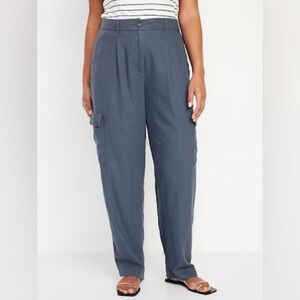 Old Navy High-Waisted Linen-Blend Cargo Straight Leg Pants Size 2X NWT Brand New
